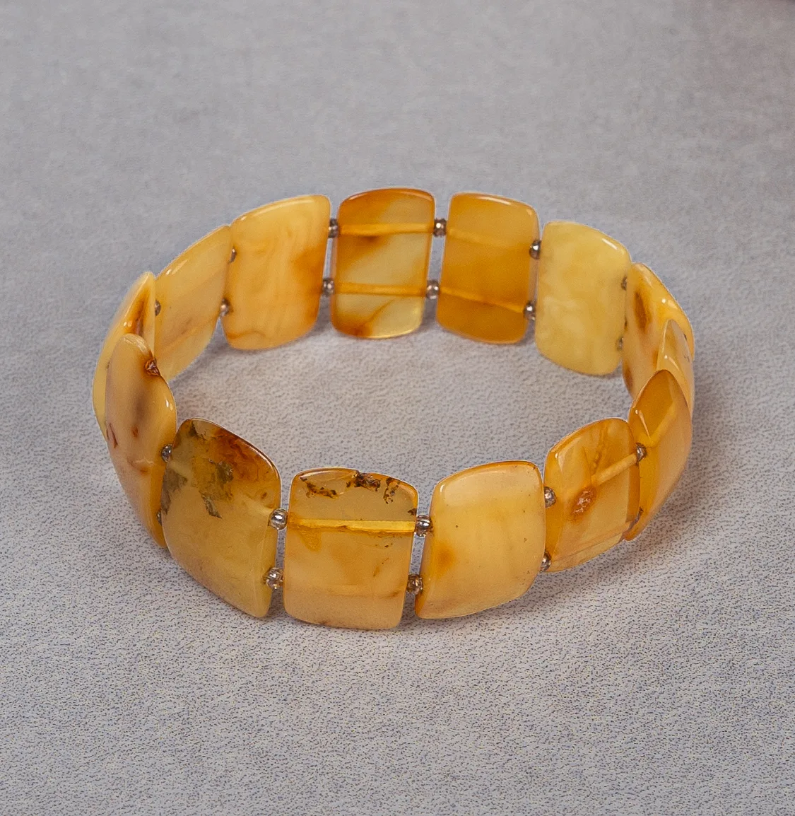 Butterscotch Yellow Wide Block-Cut Baltic Amber Bracelet